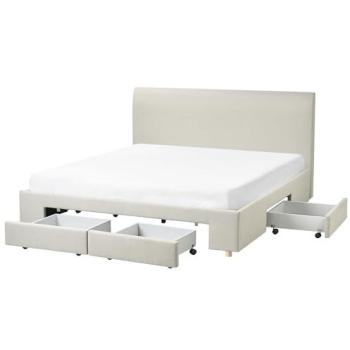 Upholstered 6ft Slatted Frame Super King Bed & Drawer Set