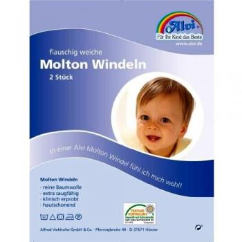 Alvi 93812 Windeln aus weichem Molton – 2 Stück – Weiß