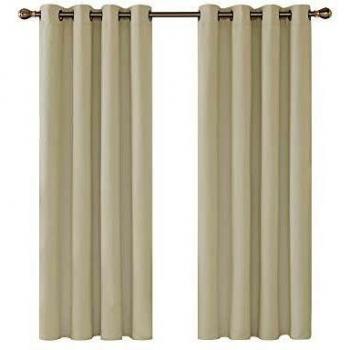 Deconovo 214 cm × 132 cm Verdunkelungs-Gardine für Kinderzimmer – beige, 2 Stück