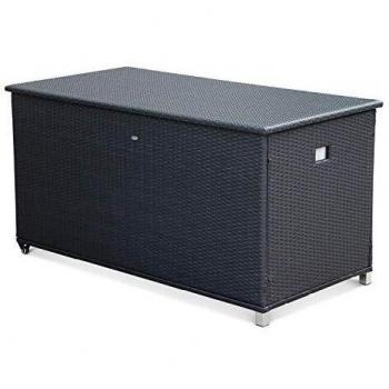 Coffre de jardin Cassapanca Noir 790L avec vérins et roulettes