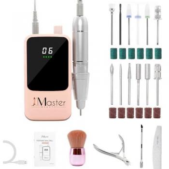 Ponceuse électrique JCMASTER 35000 rpm – lime pour ongles, 12 embouts roses rechargeable