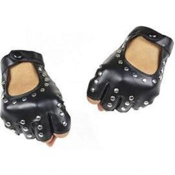 Rivet-Studded Fingerless PU Leather Gloves for Men and Women