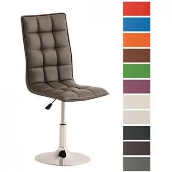 CLP „Peking“ Polsterstuhl – Eleganter Esszimmerstuhl mit Kunstleder, drehbar, höhenverstellbar, grau