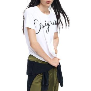 Desigual Damske Tričko s Krátkym Rukávom – White, S