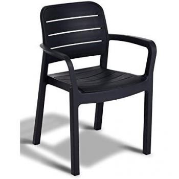 Poltrona da giardino Tisara in resina colore grafite