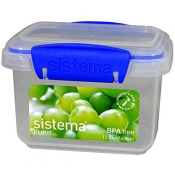 Sistema Compact Rectangular Plastic Food Storage Container (Clear/Blue, 400ml)