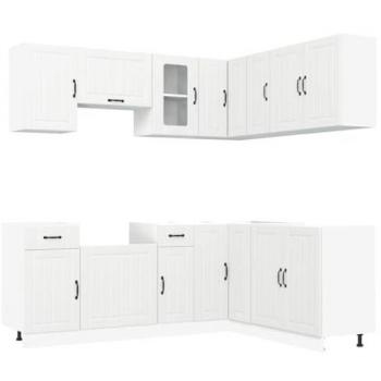 VidaXL Kalmar White Engineered Wood 11-Piece Kitchen Cabinet Set