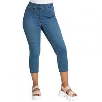 Petite Women's Blue Stretch Crop Denim Jeggings