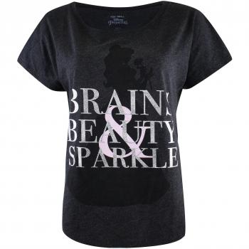 Disney Damen T-Shirt Brains Beauty and Sparkle Grau