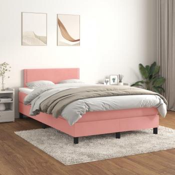 Lit Boxspring avec Matelas en Velours Rose 120x200 cm