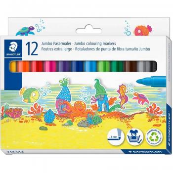 STAEDTLER Estuche 12 rotulador grueso Noris jumbo 340 colores surtidos