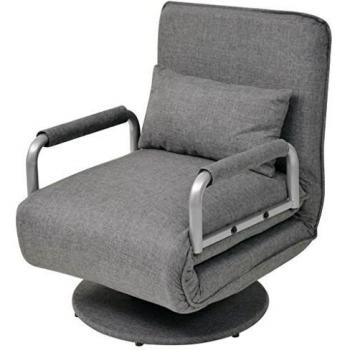 Swivel Chair and Sofa Bed in Light Grey Fabric