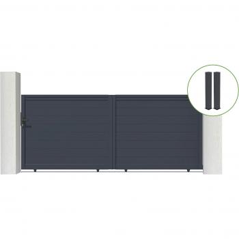 Eiger 3,5 m Cancello Scorrevole CASANOOV in alluminio grigio + 2 montanti 20 × 20 cm