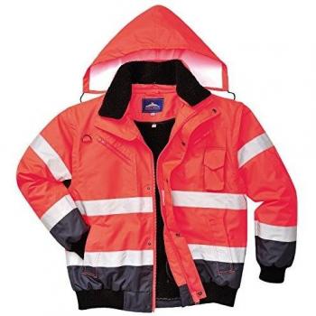 Oxford Weave 300D Class 3 Hi Vis Contrast Bomber Jacket Red / Navy