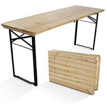 Table de camping pliante en bois 180 cm