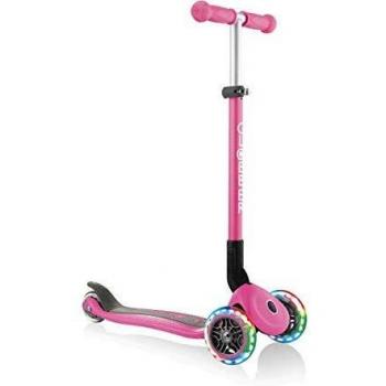Globber Neon Pink Primo Foldable Lights Scooter