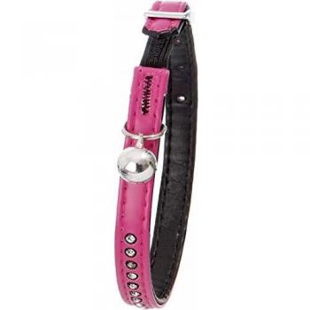 Collier pour Chat Rose 30 cm x 11 mm avec Strass et Clochette