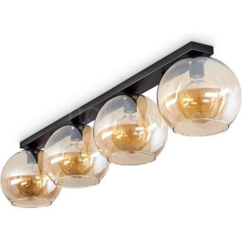 Éclairage de plafond Cesaro en métal et verre noir/ambre