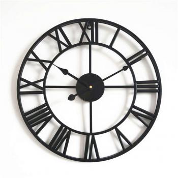 Große runde Wanduhr aus Eisen mit 3D-Effekt und römischen Ziffern, 40cm/50cm