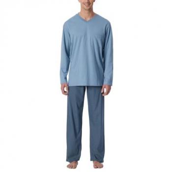 Schiesser Pyjama Comfort Essentials (2 tlg) mit V-Ausschnitt und aufgesetzter Brusttasche