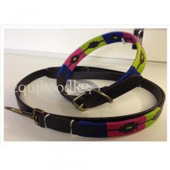 Moreno Polo Luxury Collar XXL (Royal/Pink/Lime) + Lead