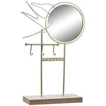 Joyero de Pie DKD Home Decor con Diseño de Pájaro en Metal y Madera (23 x 7 x 32 cm)