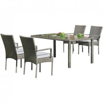Comedor al aire libre MALI gris con 4 sillas