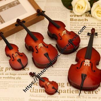 Mini Doppelbass Holzfigur