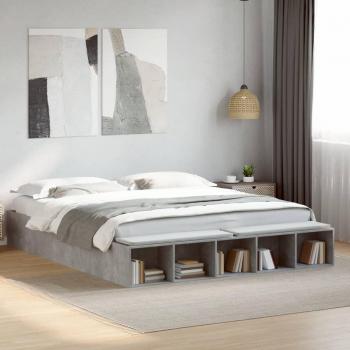 Día y Noche Estructura de cama madera de ingeniería gris hormigón 180x200cm