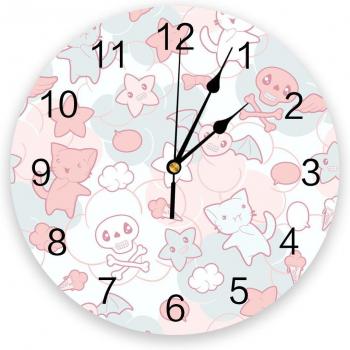 Cute Angel Ice Cream Cat Cloud Silent Wall Clock