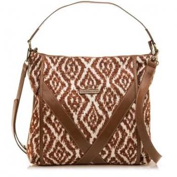 Bolso de Hombro Mustang EAST Marrón con Estampado Animal Print y Cierre Cremallera, Casual, Sintético