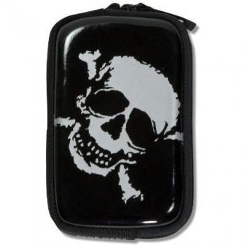 Acme Kameratuch mit Totenkopf‑Design, schwarz/weiß