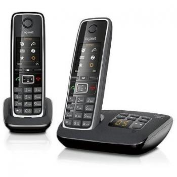 Gigaset Dual Handset Cordless Phone C530A (DECT, Desk/Wall Mountable, Black, TFT Display, 65536 Colors)