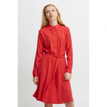 Blusenkleid ICHI 20114548 – Damenblusenkleid, einfarbig, roter Farbton