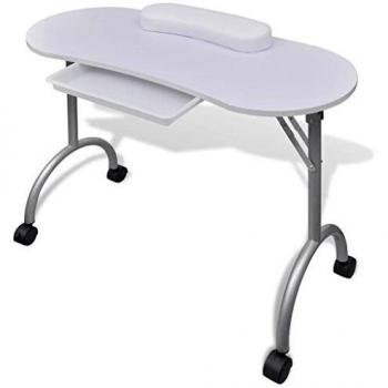 Table de Manucure Pliable avec Roulettes Blanc