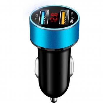 Cargador LED Dual USB con Pantalla Digital para Vehículos