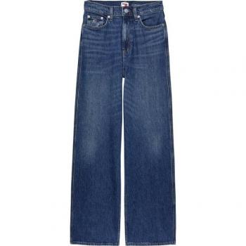 Tommy CLAIRE Weite Jeans – High Waist, Wide Leg, Damen (Gr. 33, 32 Zoll), blau – Tommys Logo-Badge