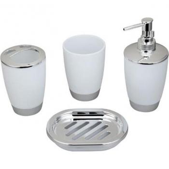 4-Piece Bathroom Essentials Set: Mouthwash Cup, Soap Case, Toothbrush Holder, Soap Dispenser