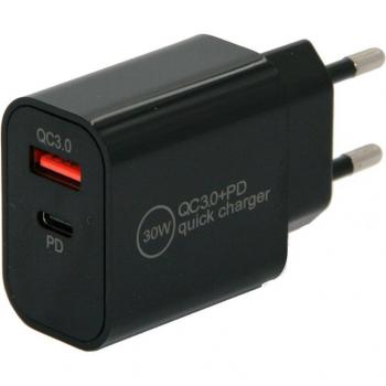Chargeur murale IWH 30 W – 1 USB‑A + 1 USB‑C® (QC 3.0, PD)