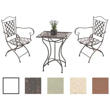Garten-Sitzgruppe PAYO aus Eisen I 1 Tisch und 2 Stühle I Antike Gartenmöbel in Bronze