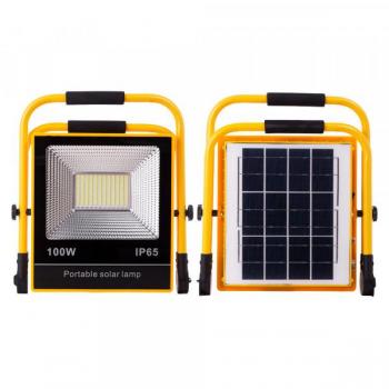 Greenice Proyector LED Solar 100W 6500K – Panel 6V/12W, Batería 3,2V/18000mAh