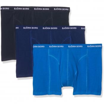 Bjorn Borg Men's Cotton Stretch Boxer Trunks 3-Pack, Colors: Navy/Blue/Black, Size: 32/34/35