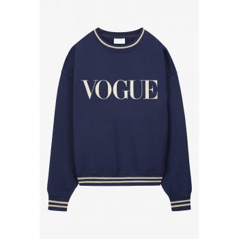 VOGUE Navy Cream Embroidered Sweatshirt