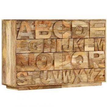 Alphabet & 6‑Drawer Mango Wood Wardrobe, 120×35×79 cm