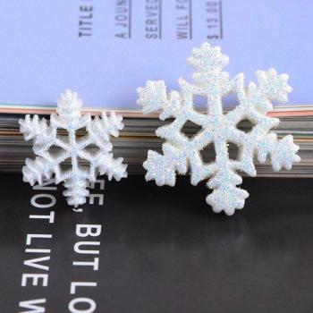 50pcs Winter Craft Glitter White Resin Snowflake Flatbacks