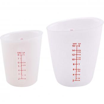 Silikon Messbecher Set 2 Stück, 250ml und 500ml, klar, mit dualer Skala, leicht zu reinigen