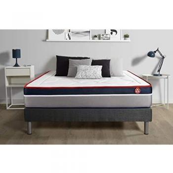 Somier gris con colchón de espuma viscoelástica 200 x 200 VITALIT