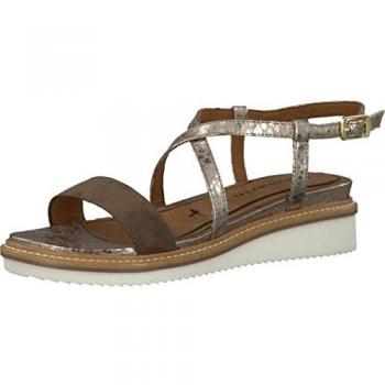 Tamaris Damen Sandaletten, Sommerschuhe in Braun/Rosa, Größe 41