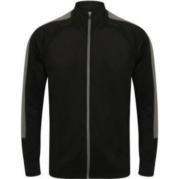 Contrast Panel Knitted Tracktop in Black