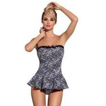 Obsessive Argenta 2XL Grau‑Schwarz Korsett